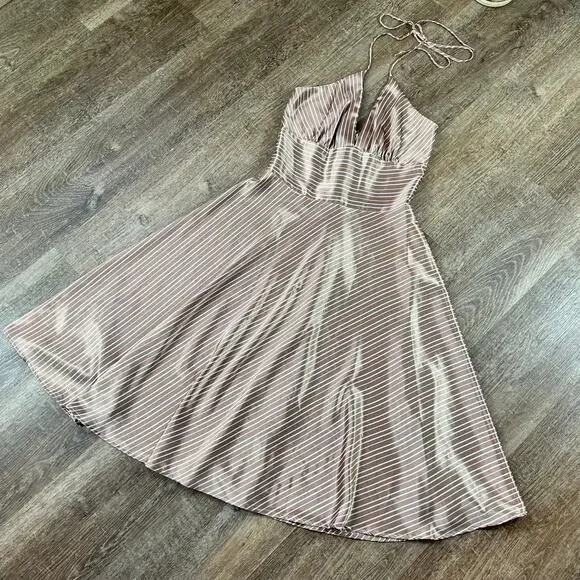 Alyn Paige Dress brown and white striped halter top dress - Picture 2 of 6